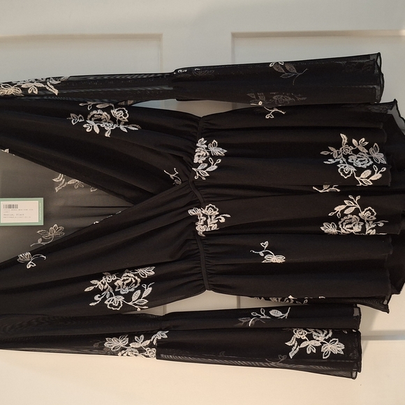 Mishka Pants - Black Floral Embroidered Romper New w tags